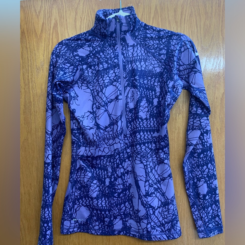 Nike Pro Two-Tone Purple Half-Zip Training Running Pullover Shirt Women’s Size S